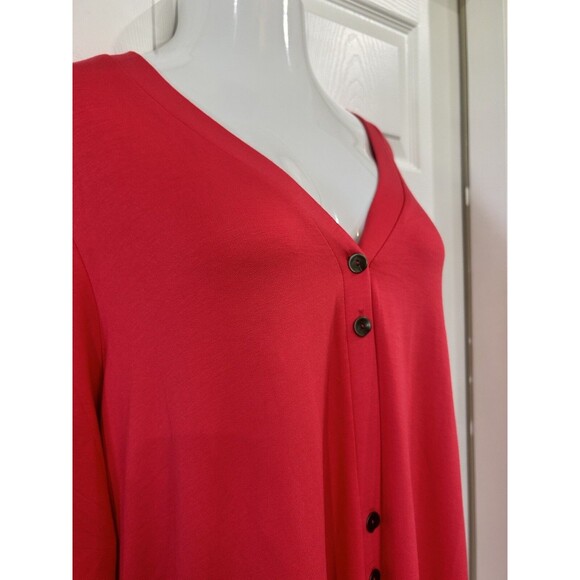 Susan Graver Hot Pink Sweater Button Front Knit Duster Cardigan Plus Size 4X - Picture 3 of 9